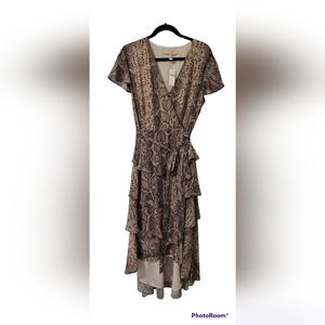 Anthrpologie Python Print Tiered Wrap Dress